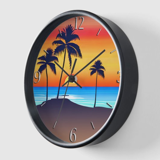 Tropisch eiland bij zonsondergang met palmbomen (Hoek)