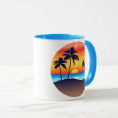 Tropisch eiland bij zonsondergang met palmbomen mok (Voorkant rechts)