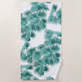 Tropisch eiland Blauwgroen Groene Palm Trees Beach Strandlaken (Voorkant)