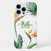 Tropisch Eiland Bloemige Monogram Script Goud Wit iPhone Hoesje (Achterkant)
