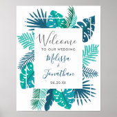 Tropisch eiland Blue Green Welkom op ons huwelijk Poster (Voorkant)