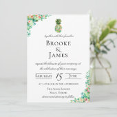 Tropisch eiland Botanische anische ananasbruiloft Kaart (Staand voorkant)