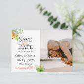 Tropisch Eiland Botanische Foto Save The Date Aankondiging (Staand voorkant)