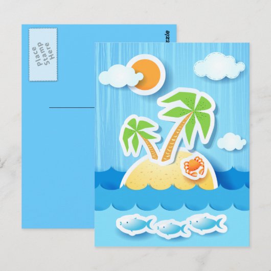 Tropisch eiland, briefkaart (Voorkant / Achterkant)
