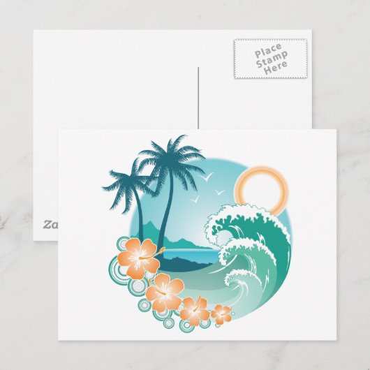 Tropisch eiland briefkaart (Voorkant / Achterkant)