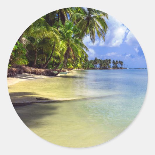 Tropisch eiland Coconut Palm Ronde Sticker (Voorkant)