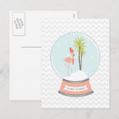 Tropisch eiland Flamingo Kerstmis - Roze Feestdagenkaart (Voorkant / Achterkant)