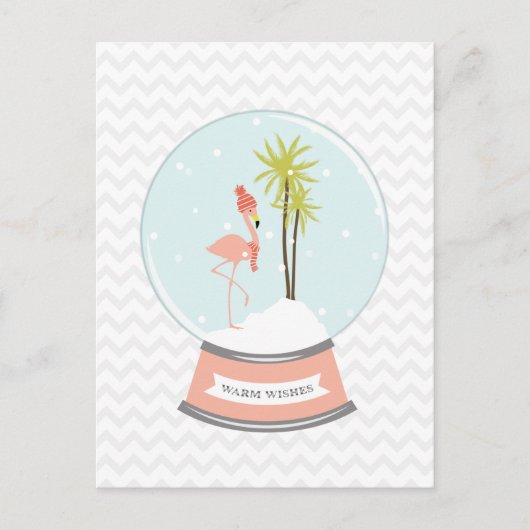 Tropisch eiland Flamingo Kerstmis - Roze Feestdagenkaart (Voorkant)