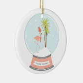 Tropisch eiland Flamingo Kerstmis - Roze Keramisch Ornament (Rechts)