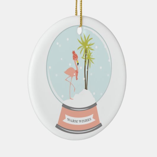 Tropisch eiland Flamingo Kerstmis - Roze Keramisch Ornament (Rechts)
