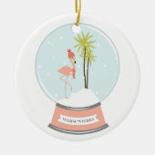 Tropisch eiland Flamingo Kerstmis - Roze Keramisch Ornament (Voorkant)