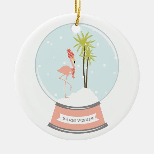 Tropisch eiland Flamingo Kerstmis - Roze Keramisch Ornament (Voorkant)