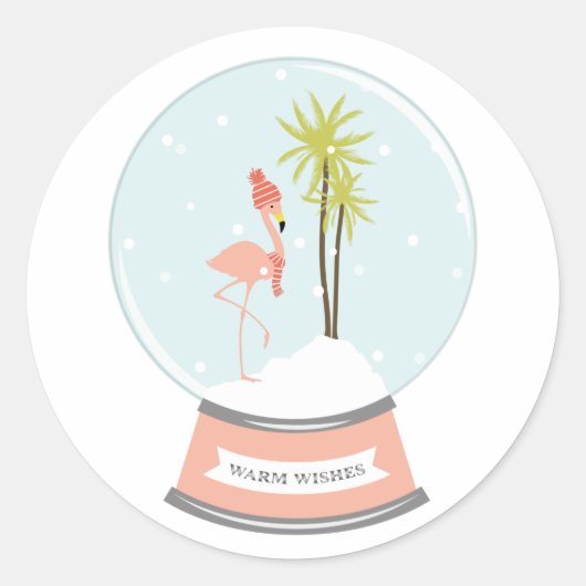 Tropisch eiland Flamingo Kerstmis - Roze Ronde Sticker (Voorkant)