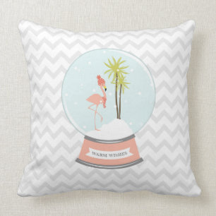 Tropisch eiland Flamingo Snow Wereldbol Pillow Kussen