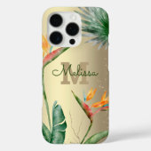 Tropisch eiland Floral Monogram Script Gold Foil Case-Mate iPhone Case (Achterkant)