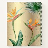 Tropisch eiland Floral Monogram Script Gold Foil Notitieboek (Achterkant)