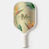 Tropisch eiland Floral Monogram Script Gold Foil Pickleball Paddle (Voorkant)