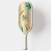 Tropisch eiland Floral Monogram Script Gold Foil Pickleball Paddle (Links)