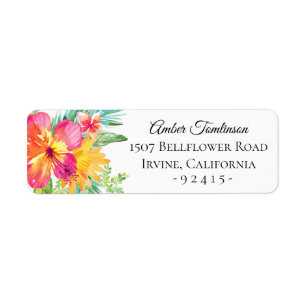 Tropisch eiland Floral retouradres Etiket