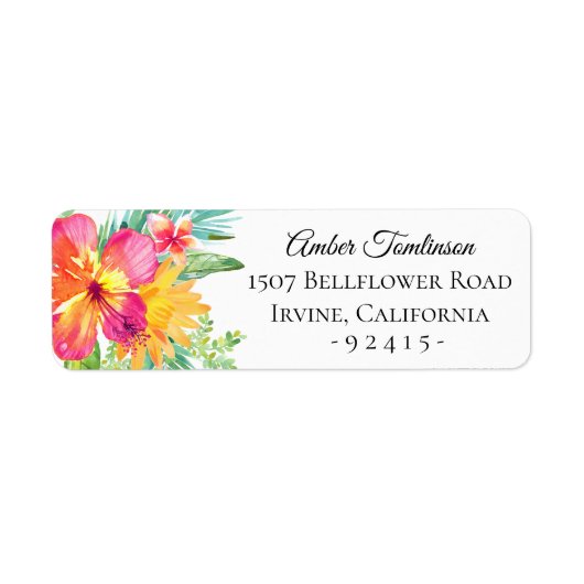 Tropisch eiland Floral retouradres Etiket (Voorkant)