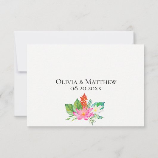Tropisch eiland Floral Wedding RSVP (Achterkant)