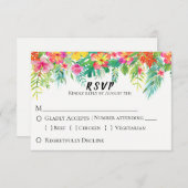 Tropisch eiland Floral Wedding RSVP (Voorkant / Achterkant)