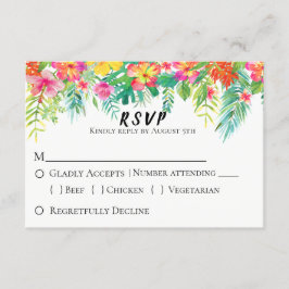 Tropisch eiland Floral Wedding RSVP Kaartje