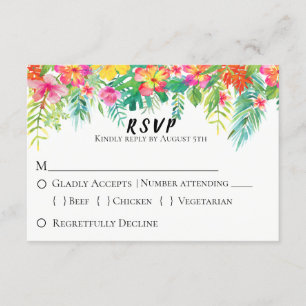 Tropisch eiland Floral Wedding RSVP Kaartje