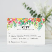 Tropisch eiland Floral Wedding RSVP Kaartje (Staand voorkant)