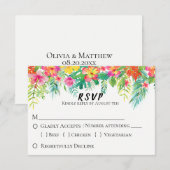 Tropisch eiland Floral Wedding RSVP Kaartje (Voorkant / Achterkant)