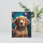 Tropisch eiland Golden Retriever Puppy - Briefkaar Briefkaart (Staand voorkant)