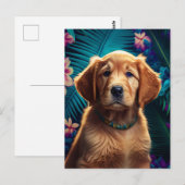 Tropisch eiland Golden Retriever Puppy - Briefkaar Briefkaart (Voorkant / Achterkant)