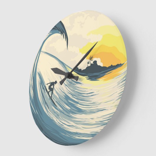 Tropisch eiland, golf, surfer zonsondergang. grote klok (Hoek)