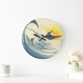 Tropisch eiland, golf, surfer zonsondergang. grote klok (Huis)