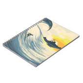 Tropisch eiland, golf, surfer zonsondergang. notitieboek (Linkerzijde)
