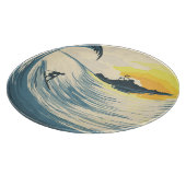 Tropisch eiland, golf, surfer zonsondergang. snijplank (Hoek)