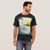 Tropisch eiland, golf, surfer zonsondergang. t-shirt (Voorkant volledig)