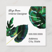 Tropisch eiland Groene Monstera bladeren Vierkante Visitekaartje (Voorkant)