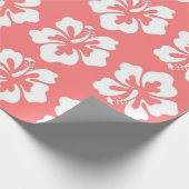 Tropisch eiland Hawaiian Hibiscus Bloemkoraal Cadeaupapier (Hoek)