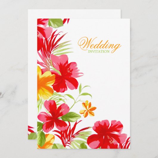 Tropisch eiland Hibiscus strand bruiloft Kaart (Voorkant / Achterkant)