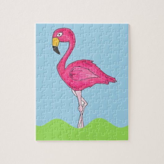 Tropisch eiland Hot Pink Flamingo Bird Animal Legpuzzel (Verticaal)