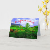 Tropisch eiland Kauai Hawaiian Kaart (Gele Bloem)