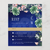 Tropisch Eiland Koninklijk Blauw Bloemen Bladeren  (Voorkant)