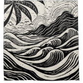 Tropisch eiland lithografische druk douchegordijn (Voorkant)