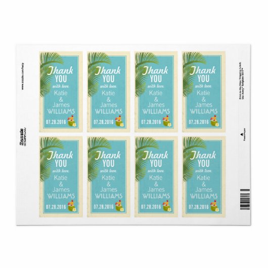  tropisch eiland Luau dank u label (Full Sheet)