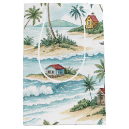 TROPISCH EILAND MET EEN STRANDHUT EN BOMEN MEDIUM CADEAUZAKJE