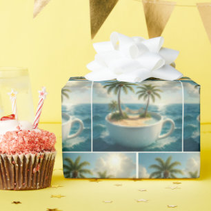 Tropisch eiland met hangmat in een theekopje cadeaupapier