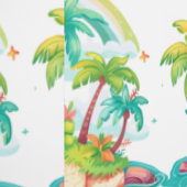 Tropisch eiland met palmbomen en regenboog behang (Zoom)