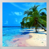 Tropisch eiland met palmbomen en zandstrand poster (Voorkant)