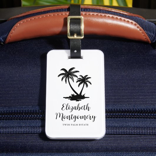Tropisch Eiland met Palmboom Reizen Bagagelabel (Voorkant Insitu 2)